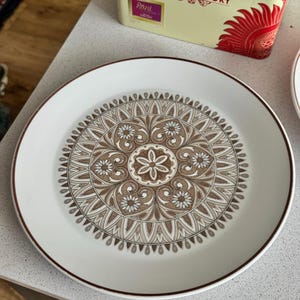 2 Noritake dinner plates in the Progression line, Century design 9044