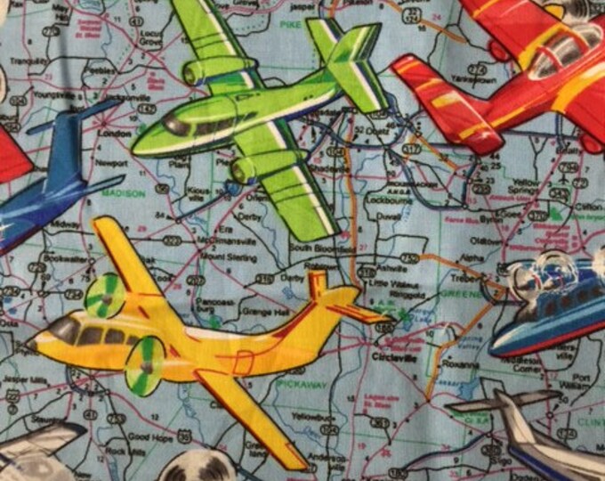 Vintage Airplane Cotton Fabric by the Yard Etsy