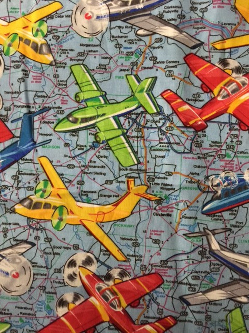 Vintage airplane cotton fabric by the yard Etsy