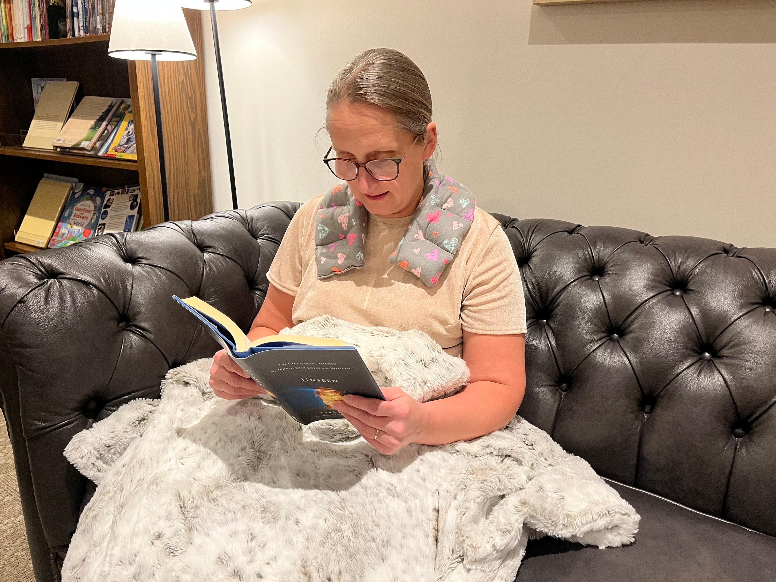 Easter Homemade Gift for Wife Neck Wrap Gray With Colored Hearts Therapeutic Hot/cold Neck Wraps