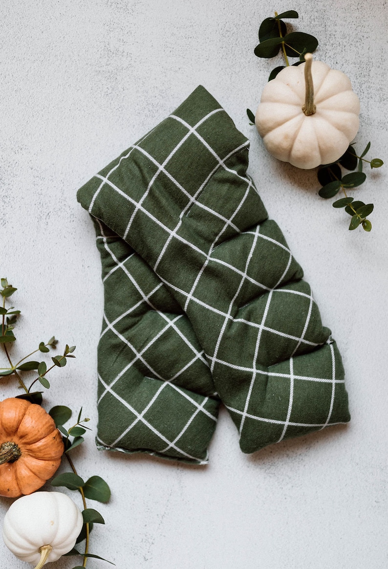 Homemade Neck Wrap Olive Green With White Stripes Therapeutic Hot/cold Neck Wraps 100 Cotton