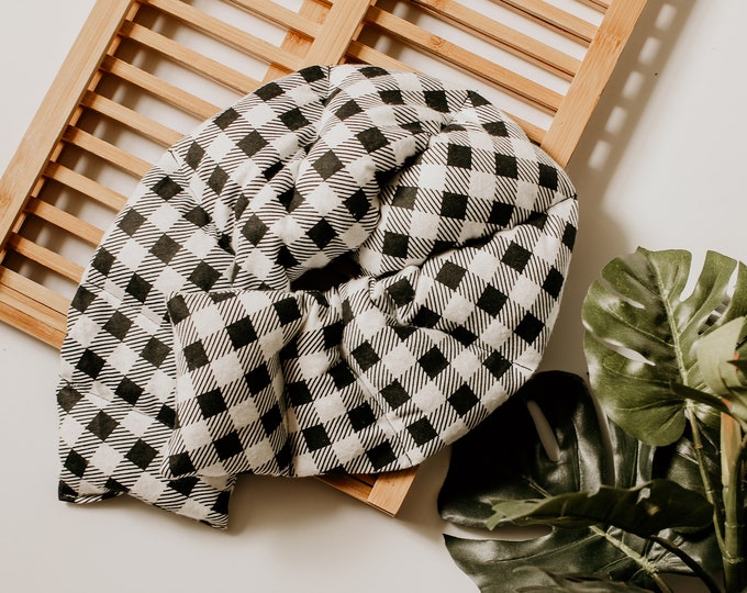 Flax Seed Neck Wrap: Black & White Plaid, Hot/Cold Therapy