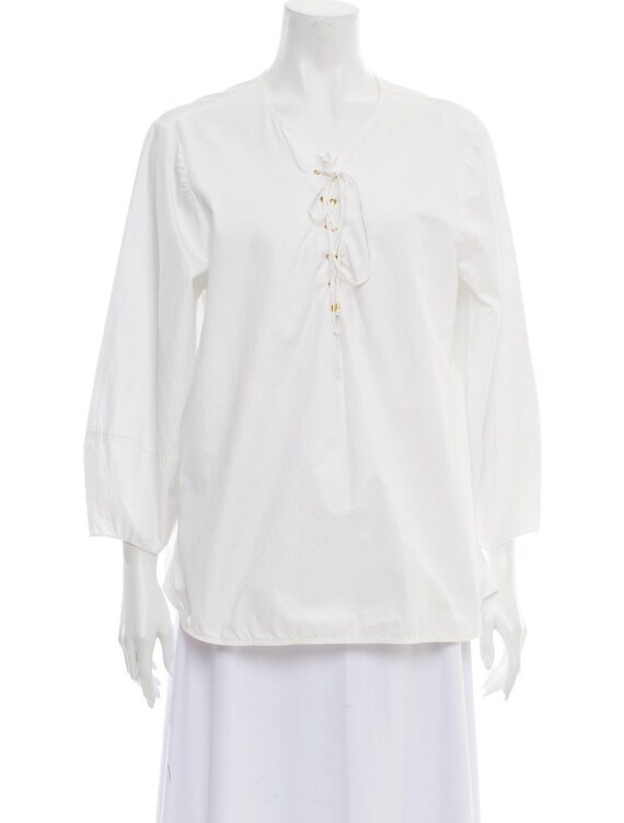 TIBI V-Neck Long Balloon Sleeve Blouse. Size FR40/