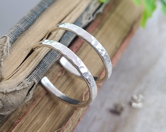 Sterling Silver Hammered Hoop Earrings
