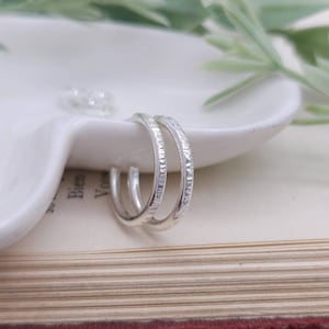 Small Sterling 1/2&quot; Hammered Hoops