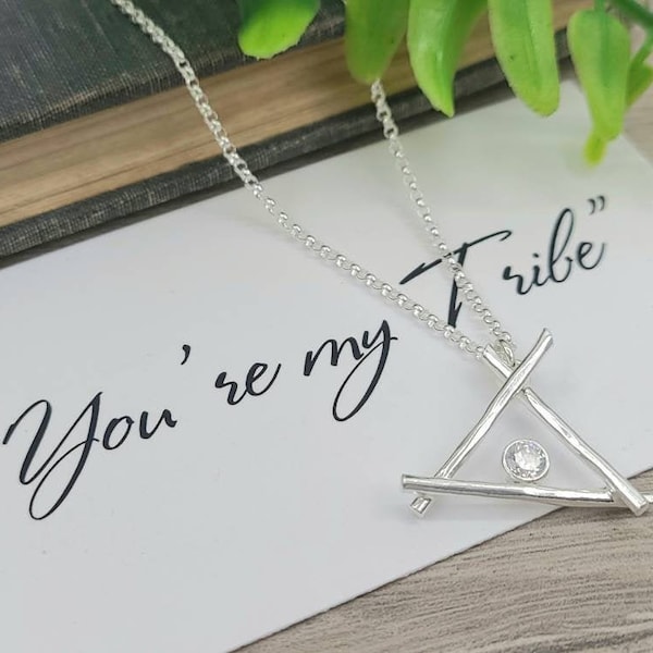 Sterling Silver You're my Tribe Teepee Necklace / Friendship /Best-friend / Family Necklace / Tribe / Bridesmaid /Mothers Day