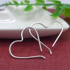 Sterling Silver Heart Hoop Earrings / Threaders / Thin Earrings