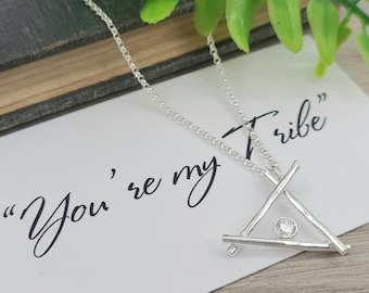 Sterling Silver You're My Tribe Teepee Necklace Friendship /best