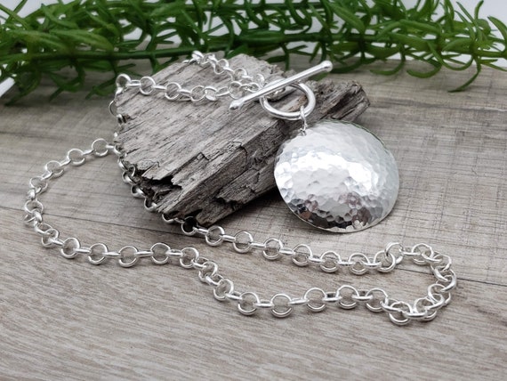 Large silver hotsell disc necklace