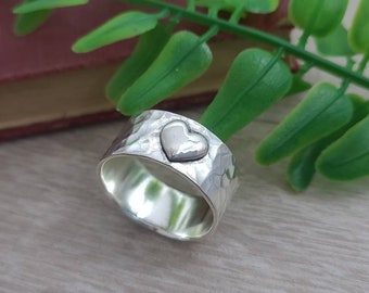 Sterling Wide Band Heart Ring