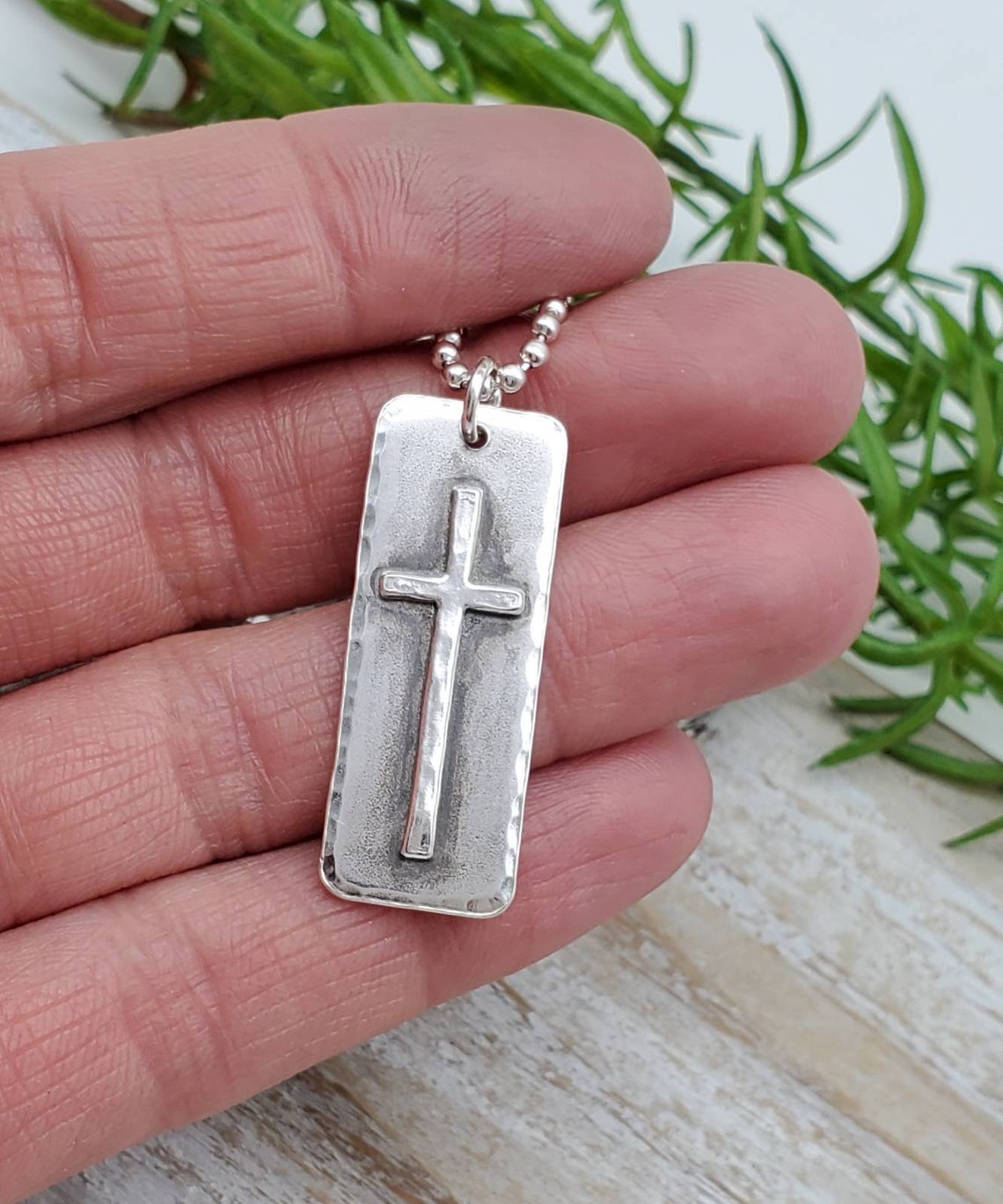 MENS Sterling Silver Cross Necklace / Rugged Cross / Faith / Etsy