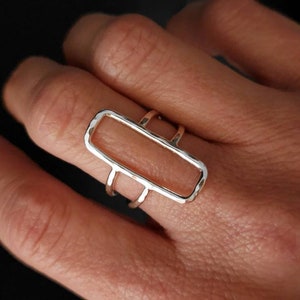 Sterling Silver Rectangle Ring/ Geometric  / Minimalist  / Square