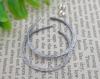 Rustic Sterling Hammered Hoop Earrings / Edgy Hoops / Select your Size