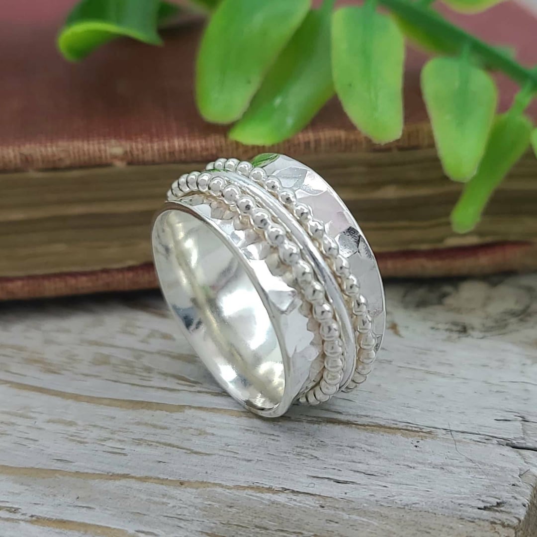 Sterling Silver Spinner Fidget Ring - Etsy