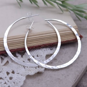 Sterling Hammered Hoop Earrings / Select your Size / Large / Medium / Small