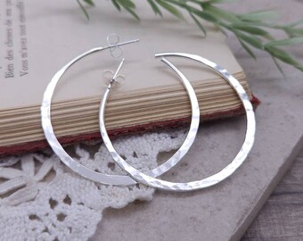 Sterling Hammered Hoop Earrings / Select your Size / Large / Medium / Small