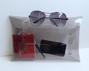Handmade Clear Vinyl Clutch Bag: Transparent Casual Bag