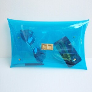 Bolso transparente hecho a mano: Monedero azul transparente imagen 2