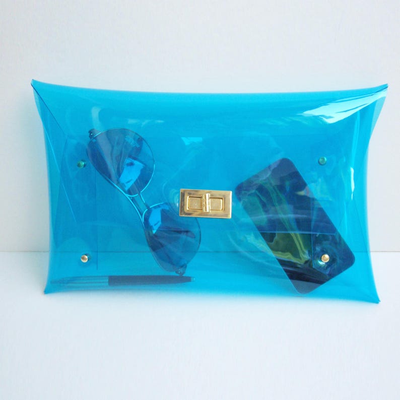 Bolso transparente hecho a mano: Monedero azul transparente imagen 2