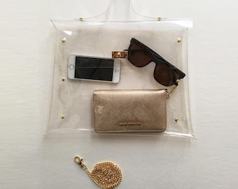 Handmade Clear Vinyl Bag: Transparent Handbag with Chain,Big Size