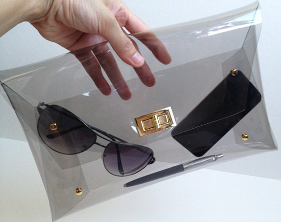 Items similar to Classic Clear Clutch, Clutch Bag/ Light Grey Clear on Etsy