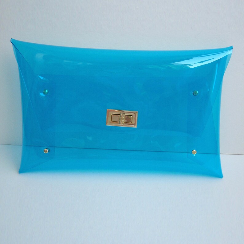 Bolso transparente hecho a mano: Monedero azul transparente imagen 6