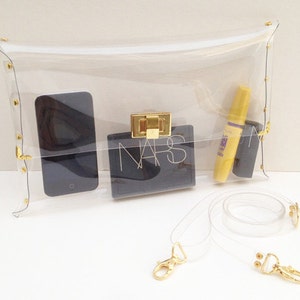 Deluxe Clear Clutch met riem voor schouder, Deluxe Transparent Clear Purse, Deluxe Transparent Clear Bag, Clutch, Tas, Portemonnee Big Size afbeelding 2