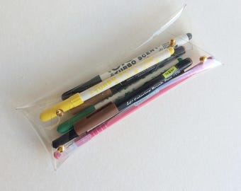 Handmade Clear Vinyl Pen Pouch: Simple See-Through Pencil Case