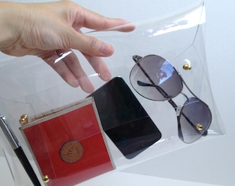 Handmade Clear Vinyl Clutch Bag: Transparent Envelope Bag