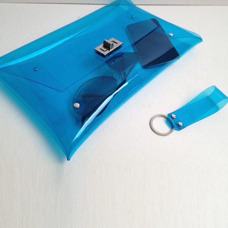 Bolso transparente hecho a mano: Monedero azul transparente imagen 9