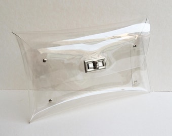 Handmade Clear Vinyl Clutch: Medium See-Through Party Bag
