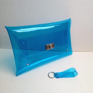 Bolso transparente hecho a mano: Monedero azul transparente imagen 7