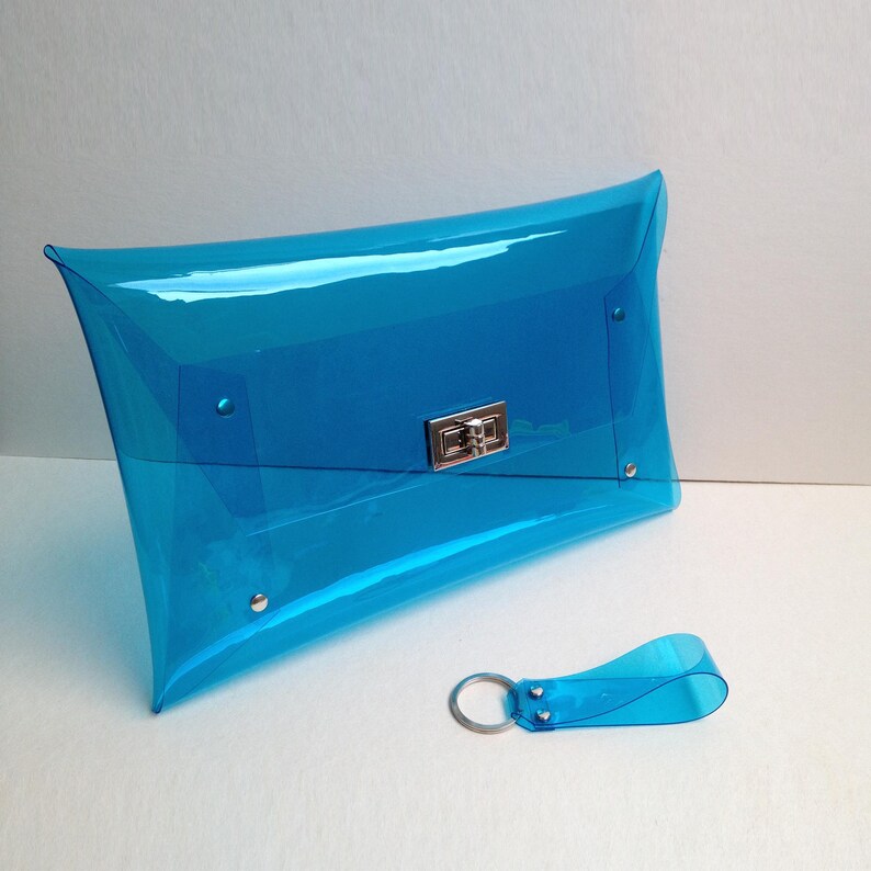 Bolso transparente hecho a mano: Monedero azul transparente imagen 7