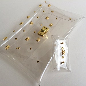 Gold Skull Clear Clutch, Skull Clutch Bag, Skull Bag, Clear Clutch, Purse, Clutch, Clear Bag with mini clutch image 3