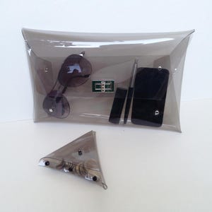 Handmade Clear Vinyl Clutch Bag: Transparent See-Through Purse