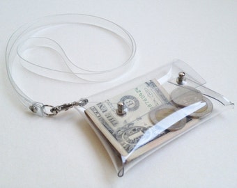 Mini Clutch Card holder with Neck strap chain, transparent purse coin, Purse coin, Credit Card holder, ID card holder, Nickel, 1 Pc