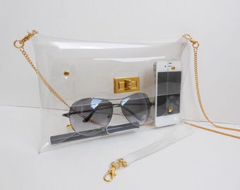 Clear Stadium Purse: Handmade Vinyl Crossbody Bag ,Medium