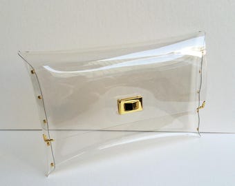 Oversized Clear Vinyl Clutch Bag: Handmade See-Through Purse