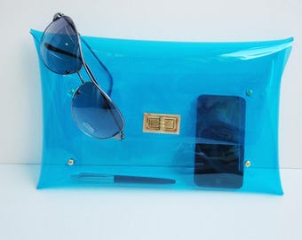 Handmade Clear Bag : Transparent Blue Purse