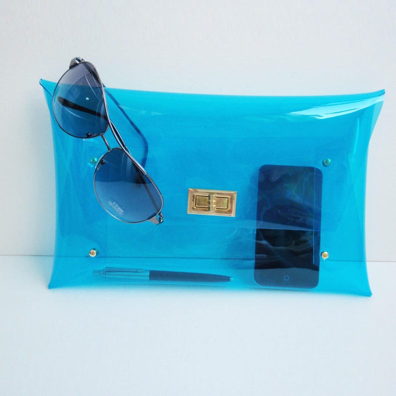 Bolso transparente hecho a mano: Monedero azul transparente imagen 1