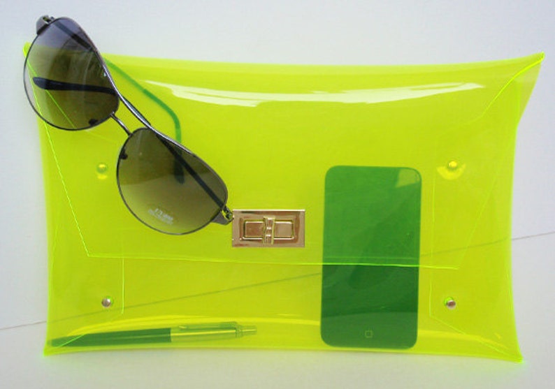 Classic Transparent Clear Clutch Bag,Classic Transparent Clear Purse,Transparent Clear Bag,Clutch ,Bag,PurseBig Size:Gold accessory image 1