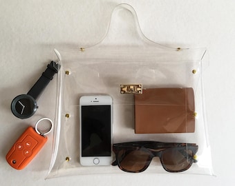 Handmade Clear Vinyl Stadium Bag - Medium Vegan Bag