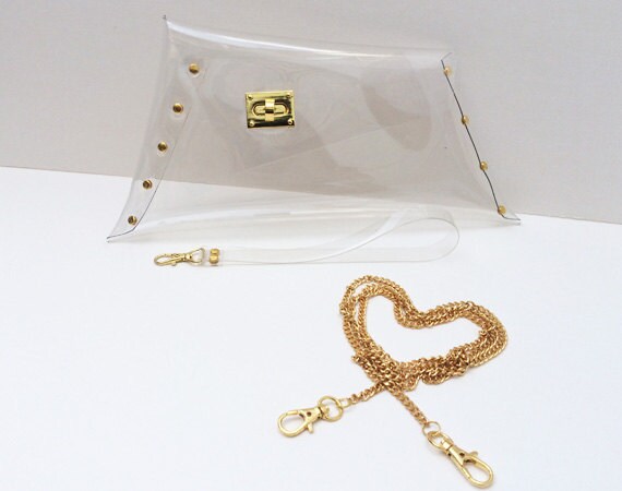 Clutch Purse Clutch Bag Clear Clutch Bag Clear Clutch Bag Transparent Clutch With Chain Cross Body Strap Wrist Medium Gold Accessory Etsy Ireland