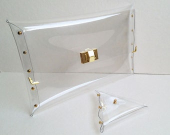 Handmade Clear Vinyl Clutch Bag: Transparent Summer Purse