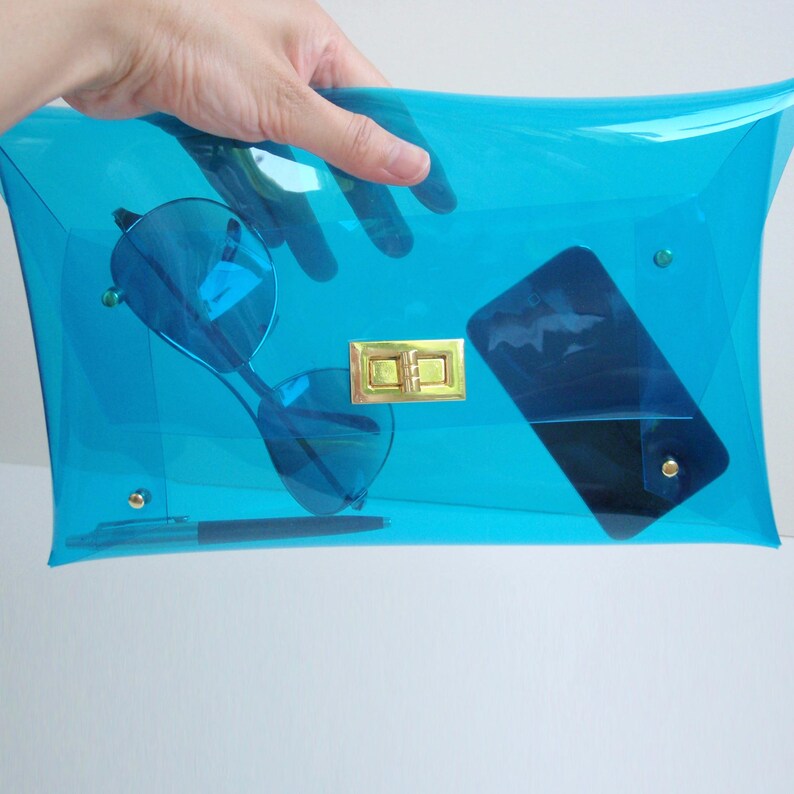 Bolso transparente hecho a mano: Monedero azul transparente imagen 3