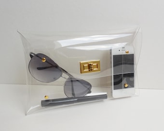 Handmade Clear Vinyl Clutch: Medium Transparent Party Bag