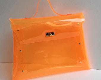 Handmade Clear Vinyl Bag: Transparent Big Bag with Color Options