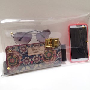 Over Size Transparent Clear Clutch Bag,Classic Transparent Clear Purse,Transparent Clear Bag,Clutch ,Bag,Purse:Gold accessory