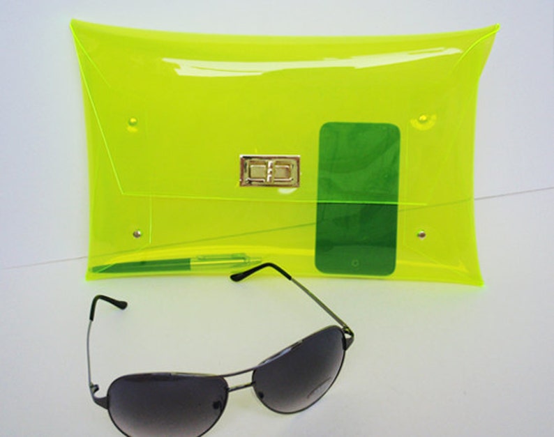 Classic Transparent Clear Clutch Bag,Classic Transparent Clear Purse,Transparent Clear Bag,Clutch ,Bag,PurseBig Size:Gold accessory image 3