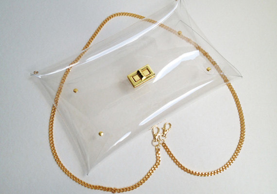 Big Classic Clutch Classic Purse Clear Clutch With String Etsy